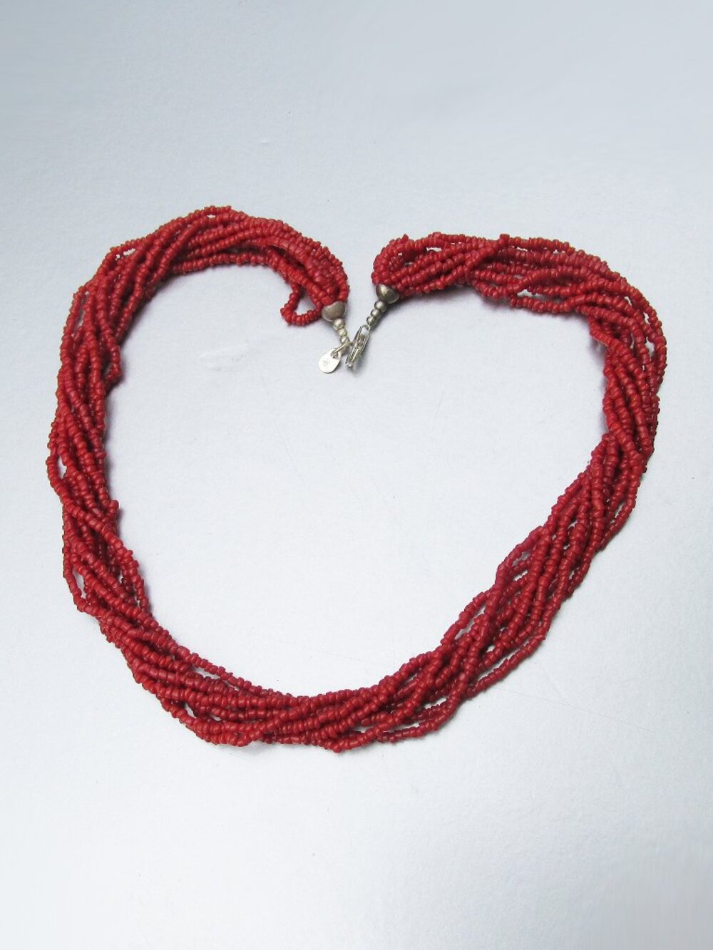 Signed SILPADA Multi Strand Red Coral Seed Bead Necklace Sterling Silver N0875